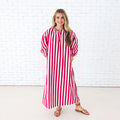 Caryn Lawn Cabana Dress Red Stripe