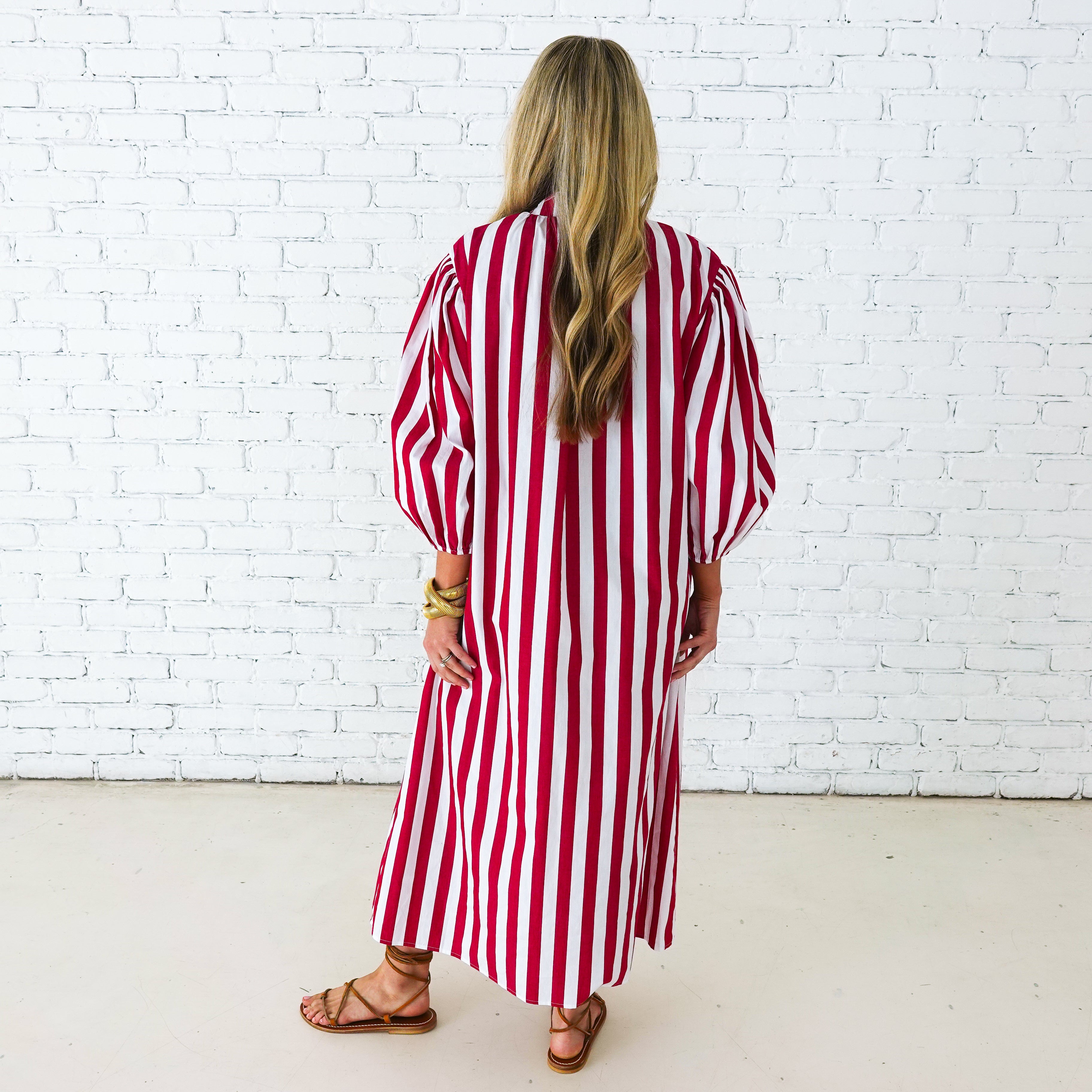 Caryn Lawn Cabana Dress Red Stripe