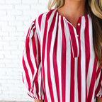 Caryn Lawn Cabana Dress Red Stripe
