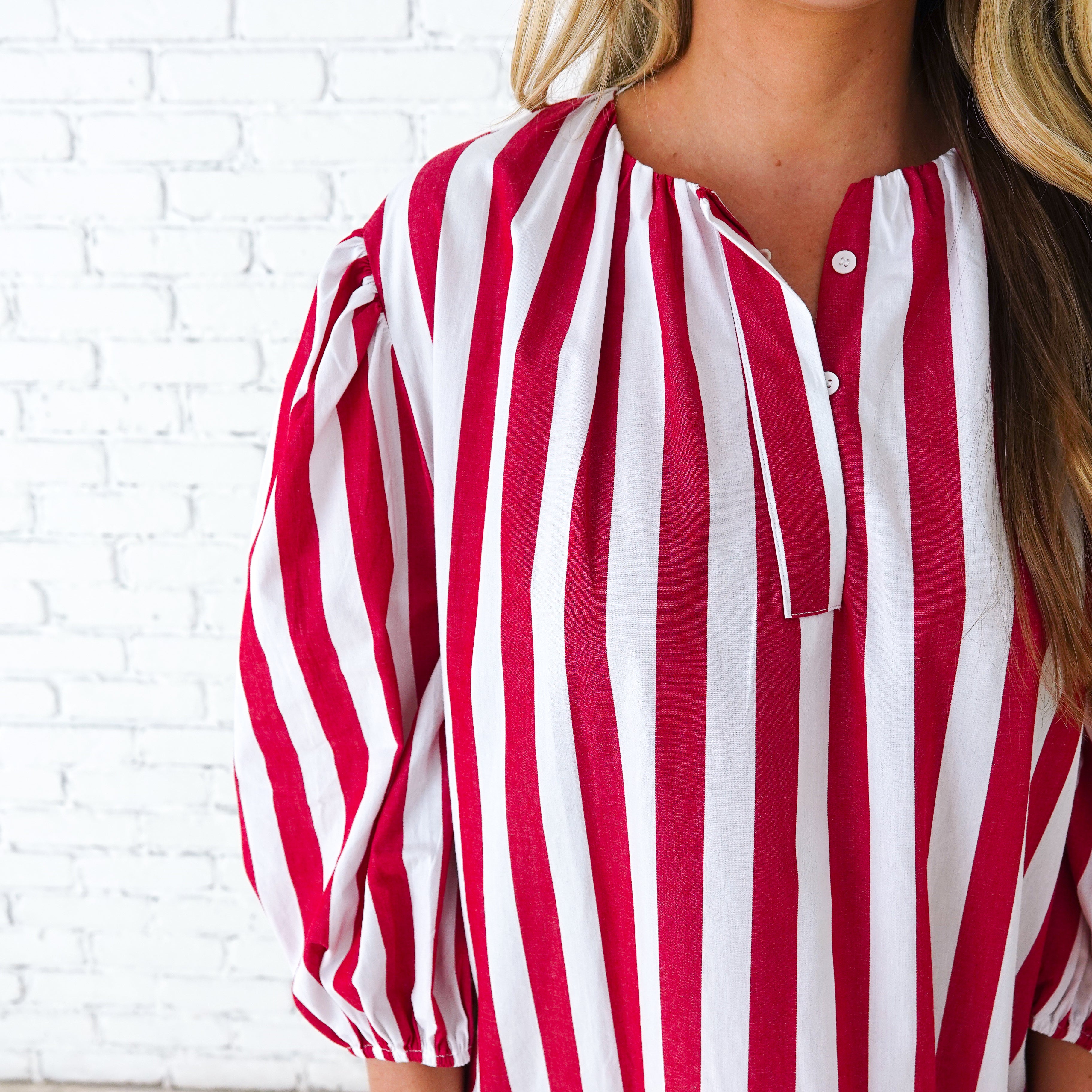 Caryn Lawn Cabana Dress Red Stripe