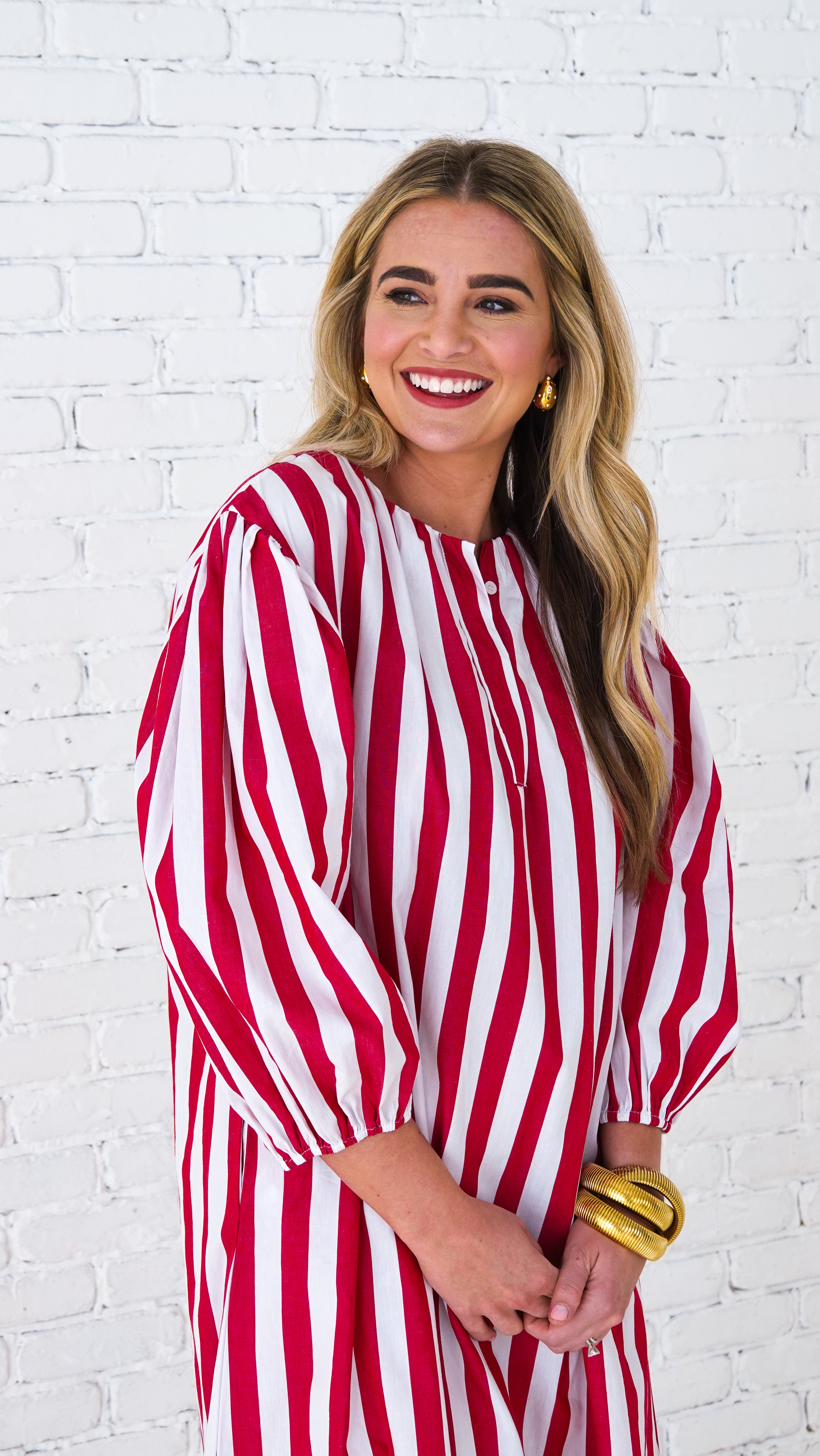 Caryn Lawn Cabana Dress Red Stripe