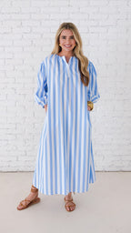 Caryn Lawn Cabana Dress Blue Stripe