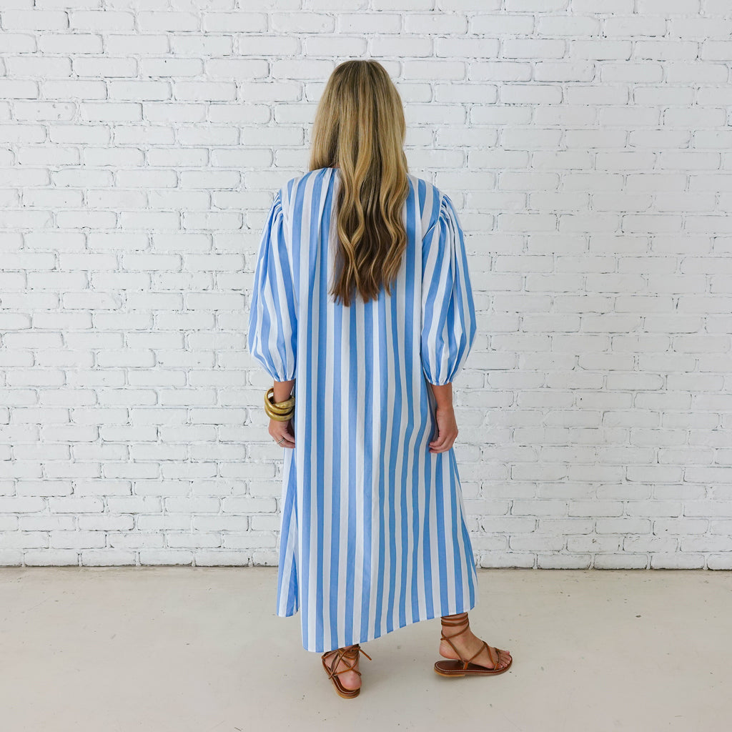 Caryn Lawn Cabana Dress Blue Stripe