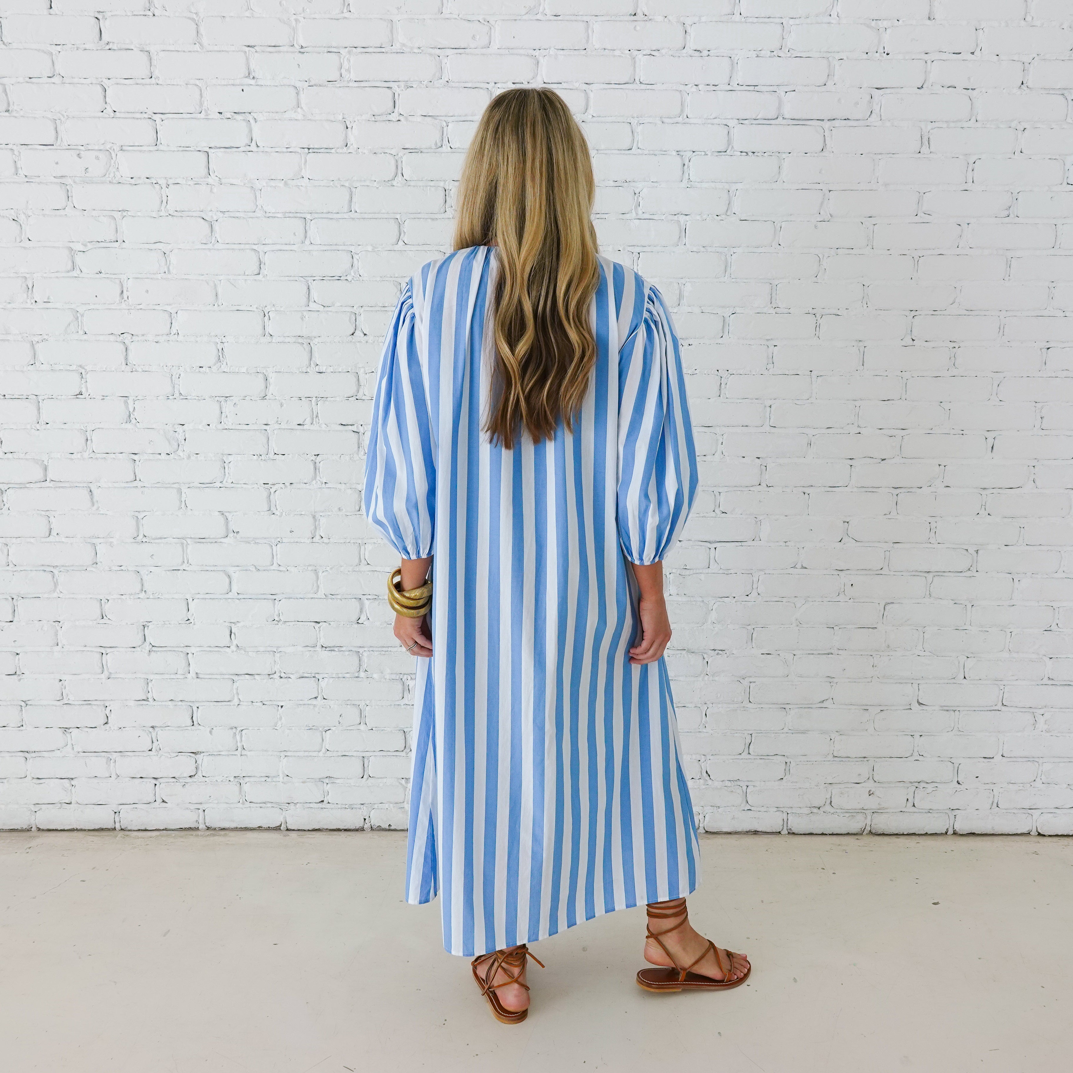 Caryn Lawn Cabana Dress Blue Stripe