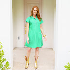 Caryn Lawn Emily Dress Green Stripe