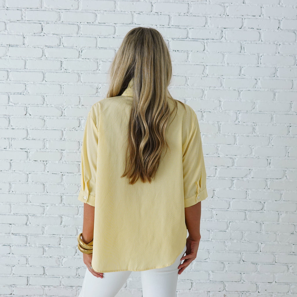 Caryn Lawn Payton Top Pale Yellow Stripe