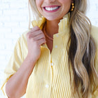 Caryn Lawn Payton Top Pale Yellow Stripe