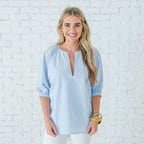 Caryn Lawn Betsy Top Gingham Baby Blue
