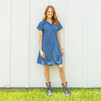 Caryn Lawn Emily Dress Navy Stripe