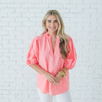 Caryn Lawn Anna Top Gingham Neon Pink