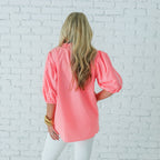 Caryn Lawn Anna Top Gingham Neon Pink