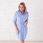 Caryn Lawn Charlotte Dress Blue Stripe