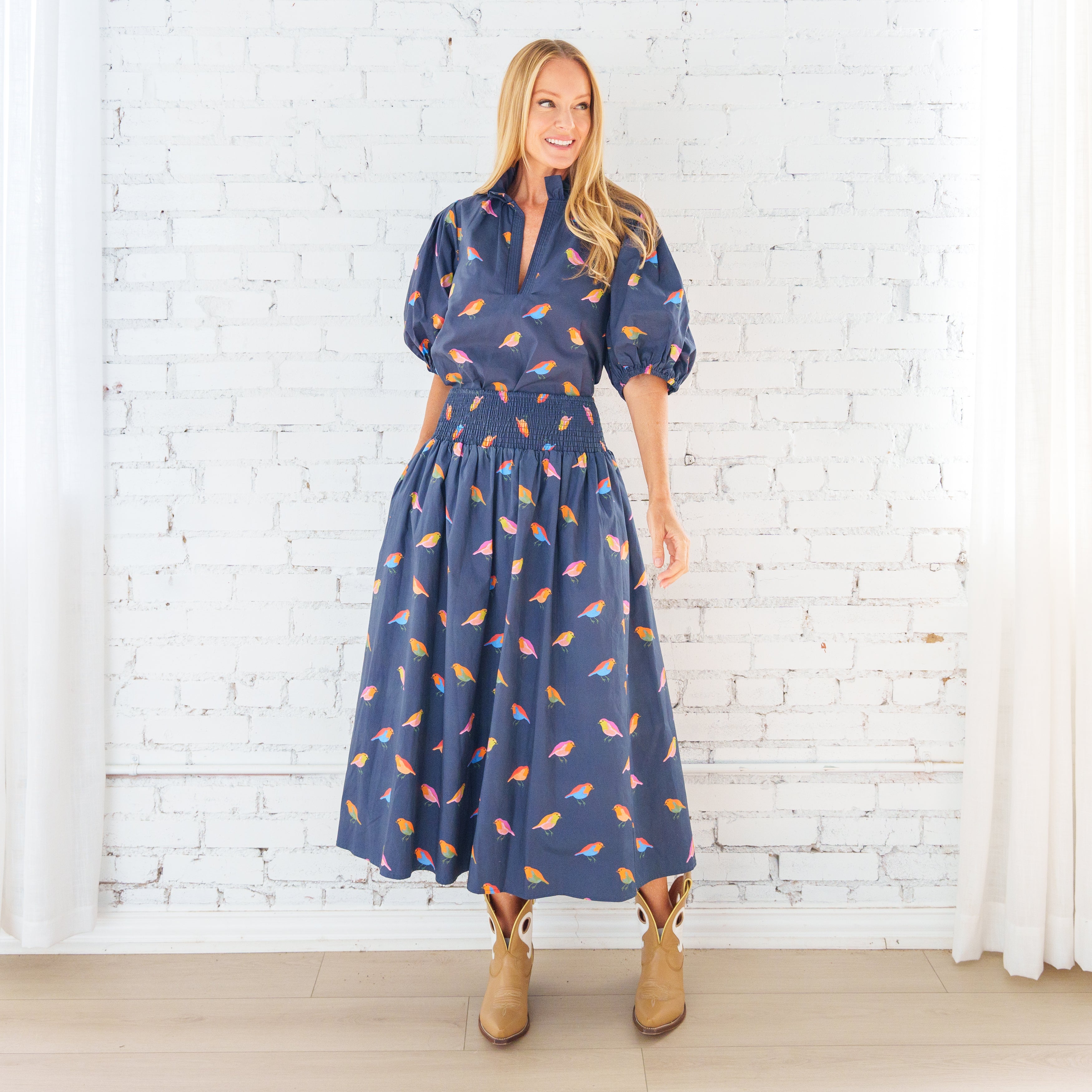 Sutton Skirt Navy Bird