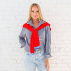 Caryn Cardi Red/Light Blue