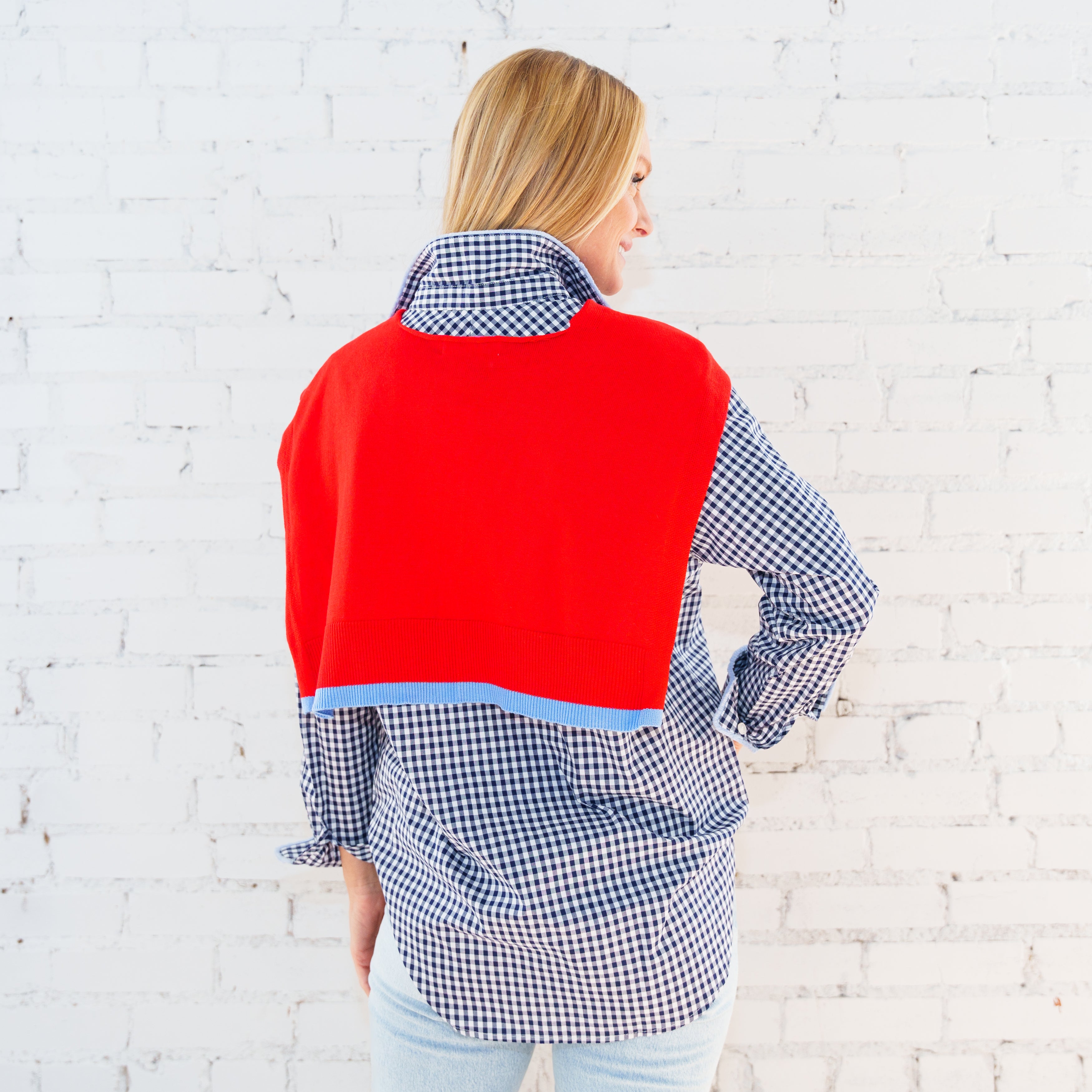 Caryn Cardi Red/Light Blue