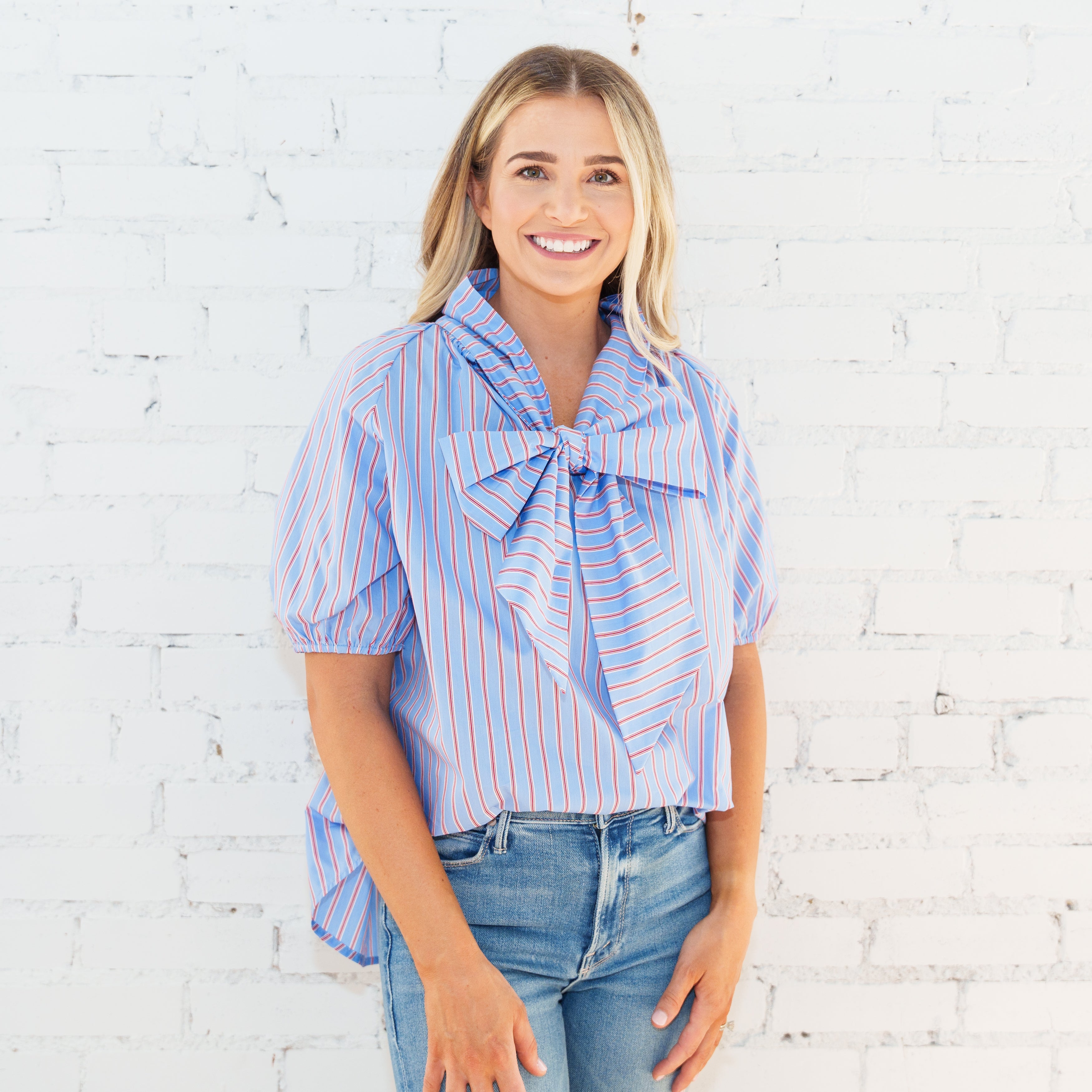 Ryan Bow Top Blue Stripe