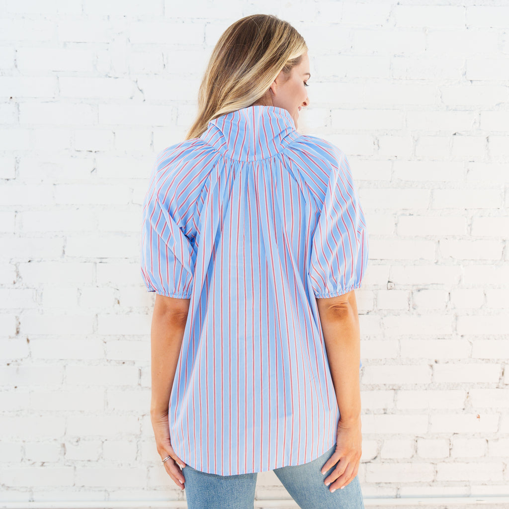 Ryan Bow Top Blue Stripe