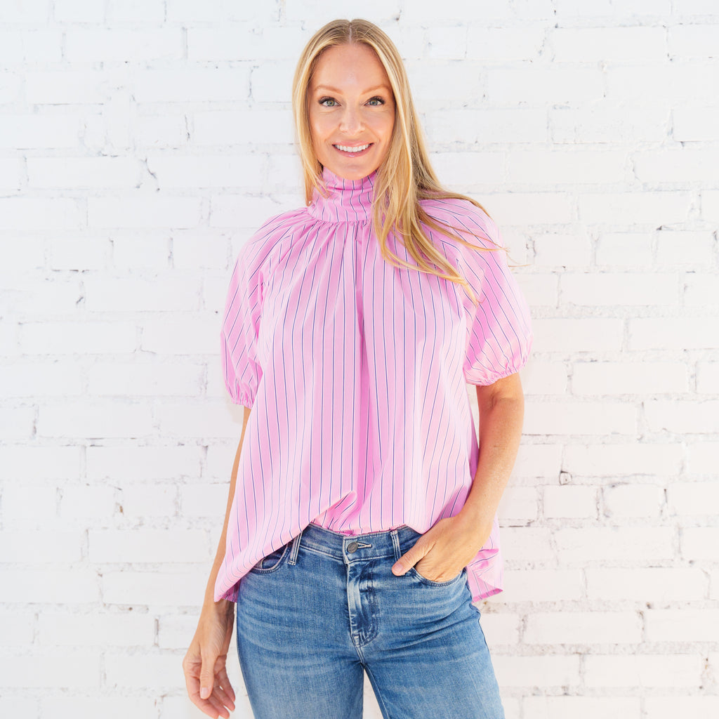 Ryan Bow Top Pink Stripe