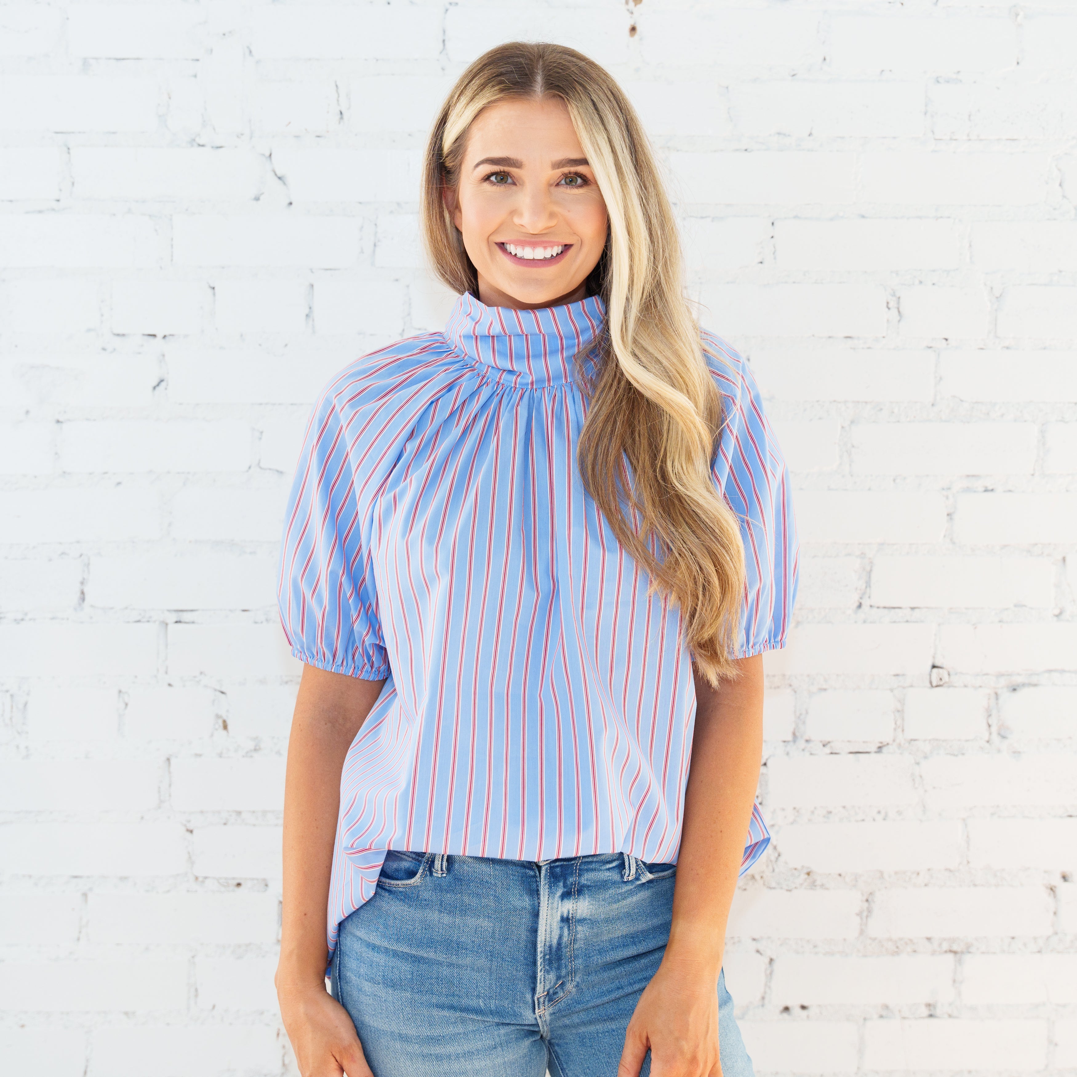 Ryan Bow Top Blue Stripe