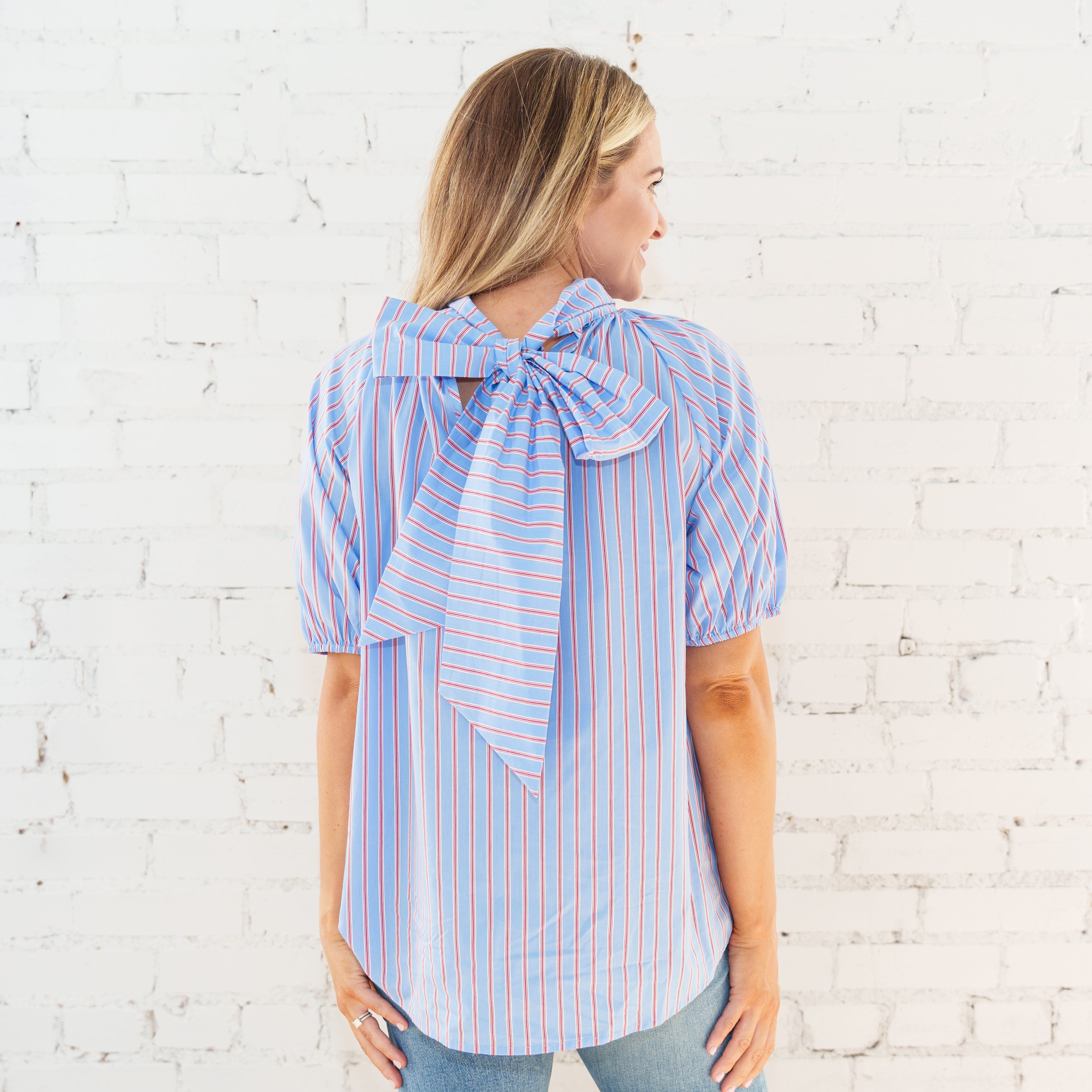 Ryan Bow Top Blue Stripe