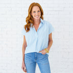 Caryn Lawn Kelly Top Blue Stripe
