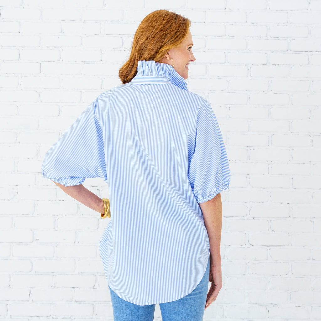 Caryn Lawn Sissy Stripe Top Blue
