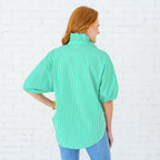 Caryn Lawn Sissy Stripe Top Green