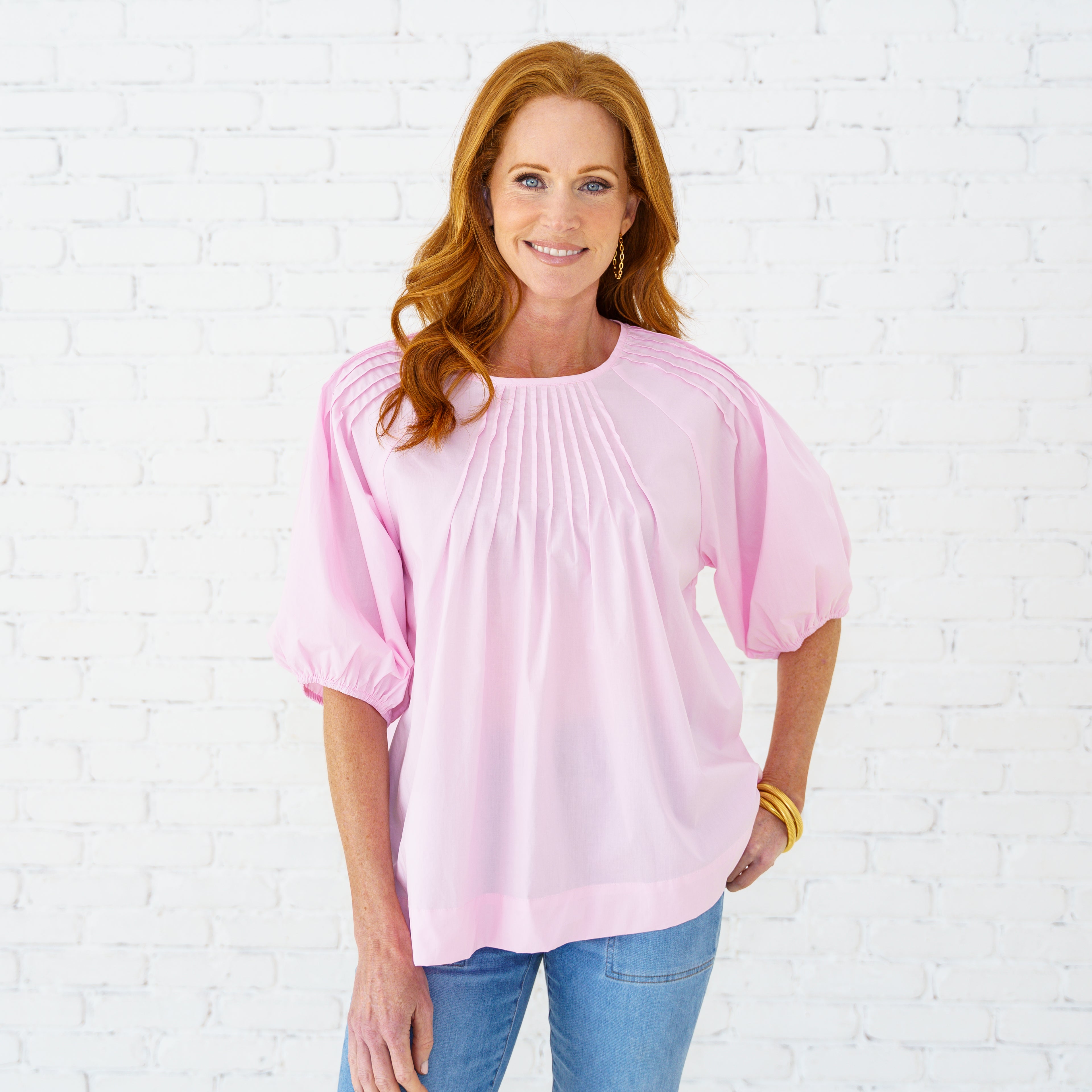 Caryn Lawn Libby Top Pink