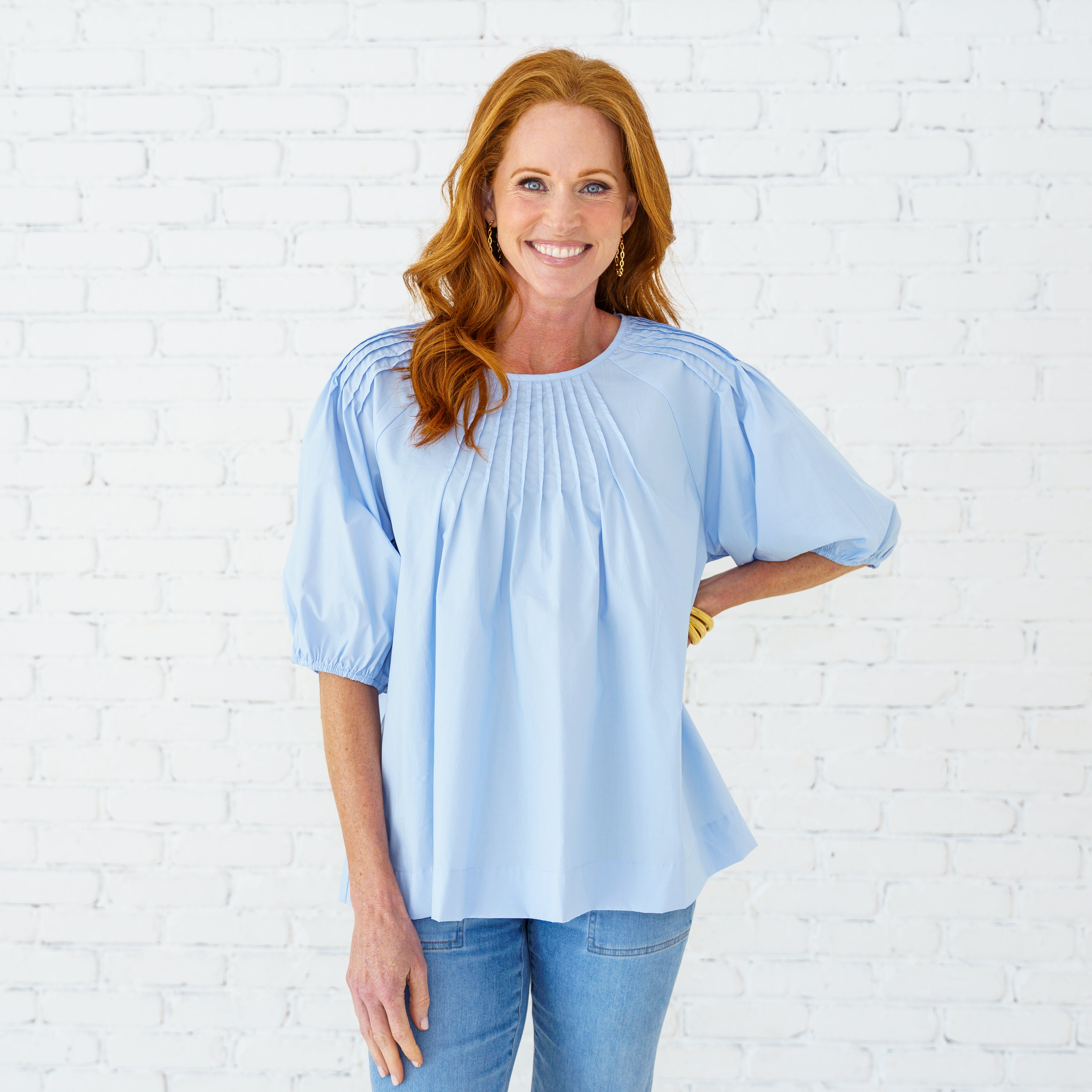 Libby Top Light Blue – Caryn Lawn