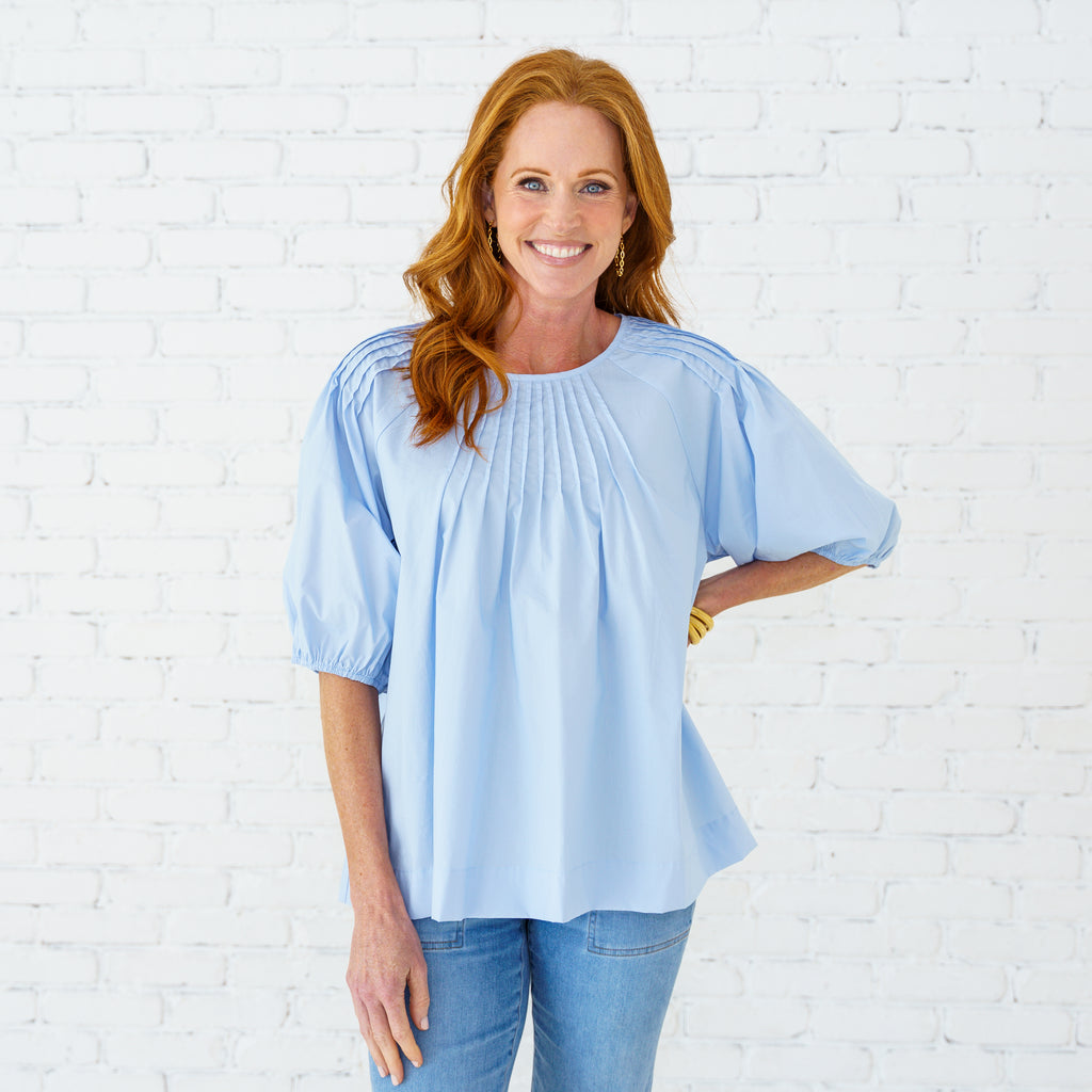 Caryn Lawn Libby Top Light Blue