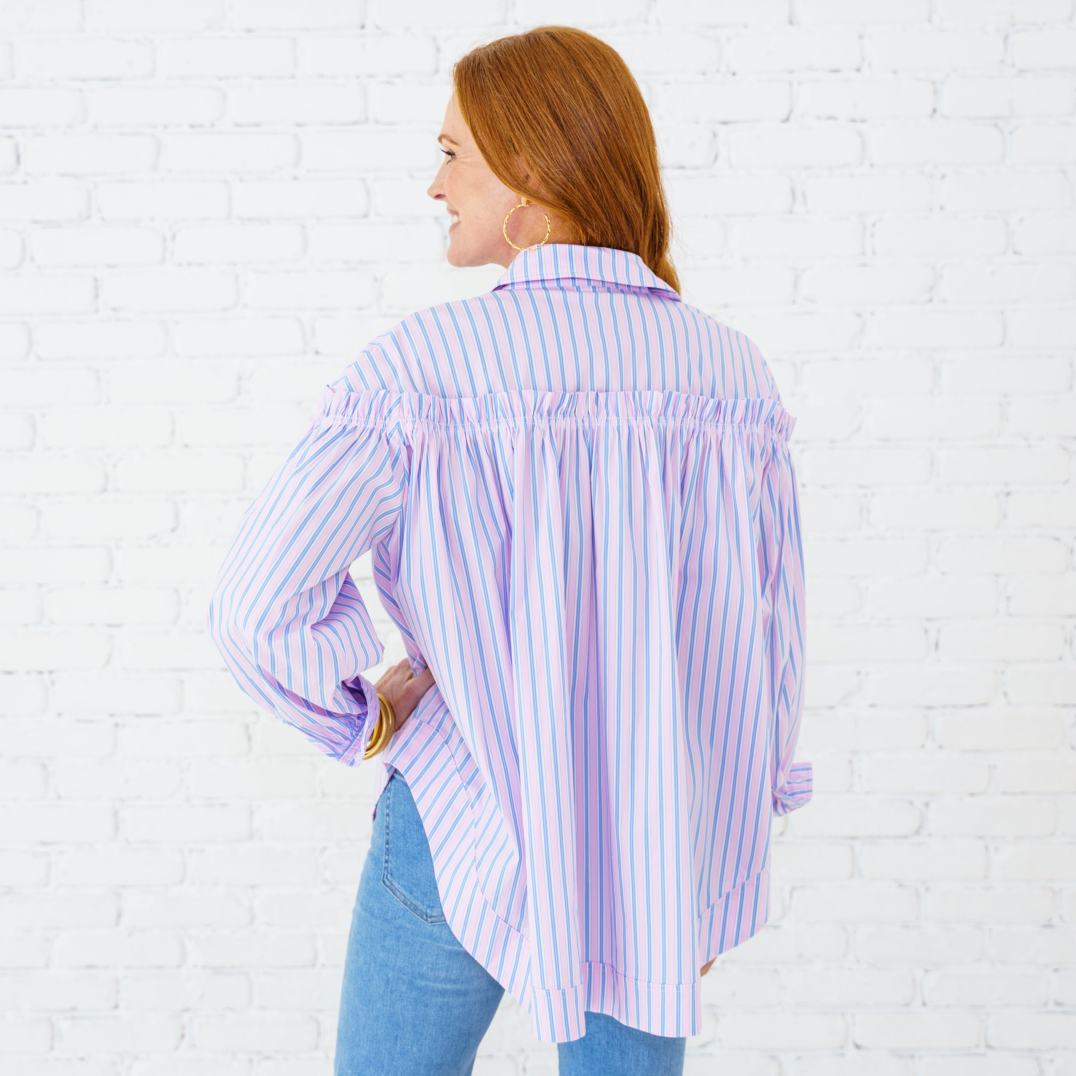 Caryn Lawn Miriam Top Pink/Blue