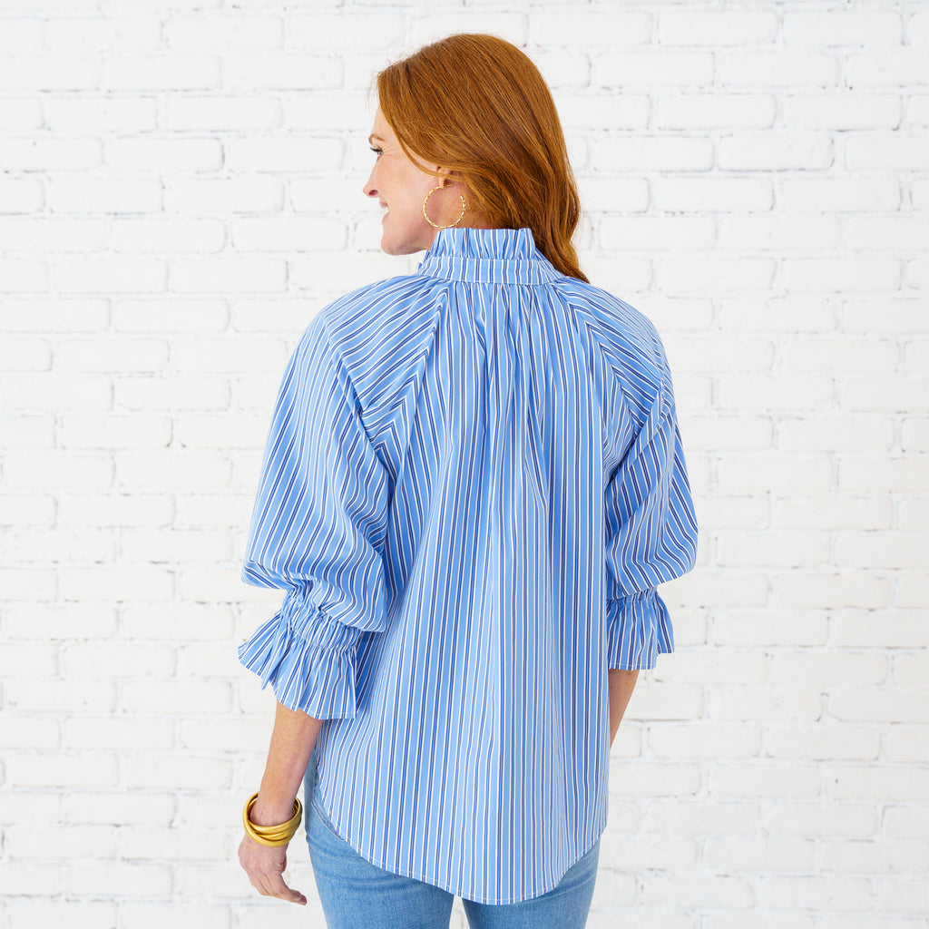 Caryn Lawn Amy Top Blue/Navy