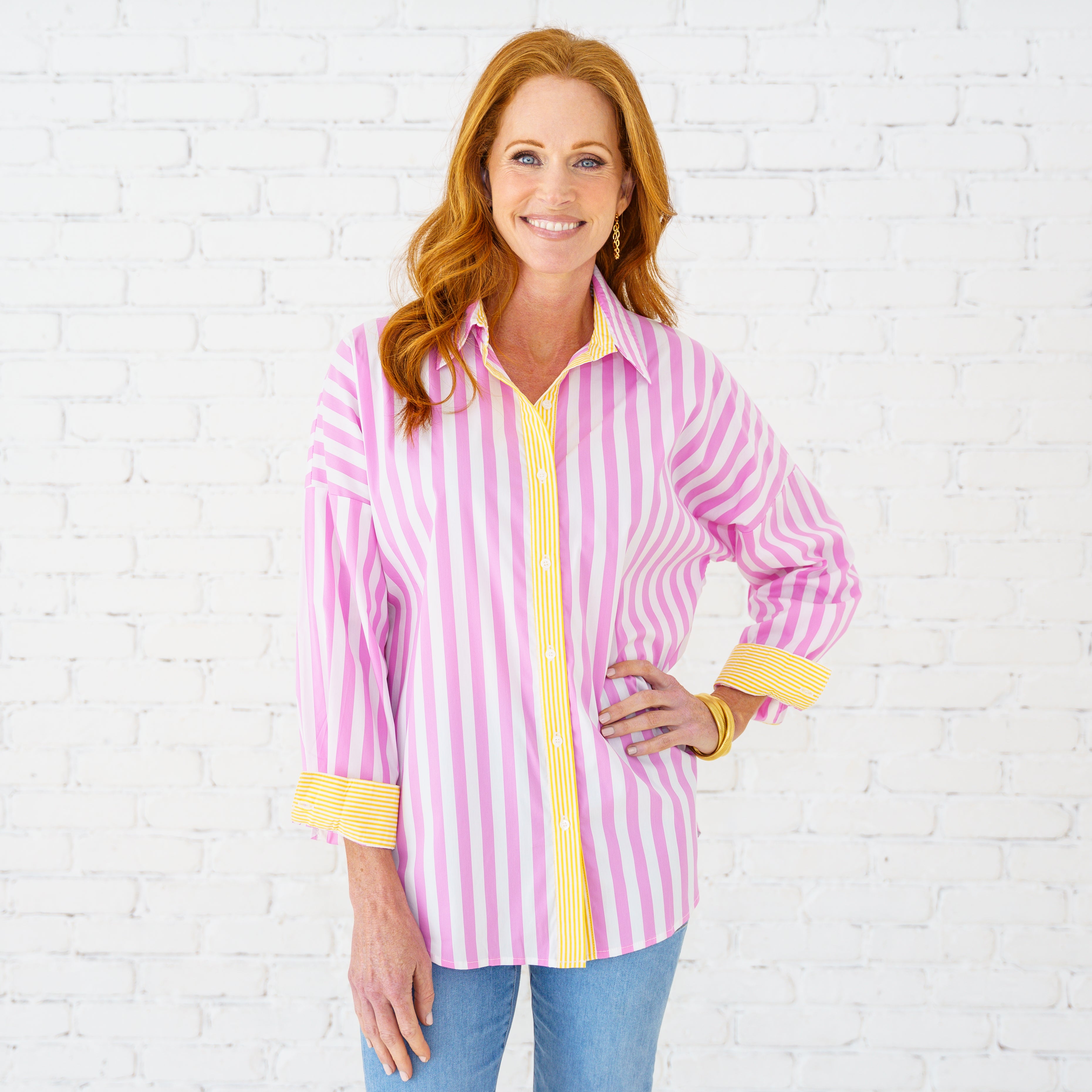 Caryn Lawn Katherine Top Pink/Yellow
