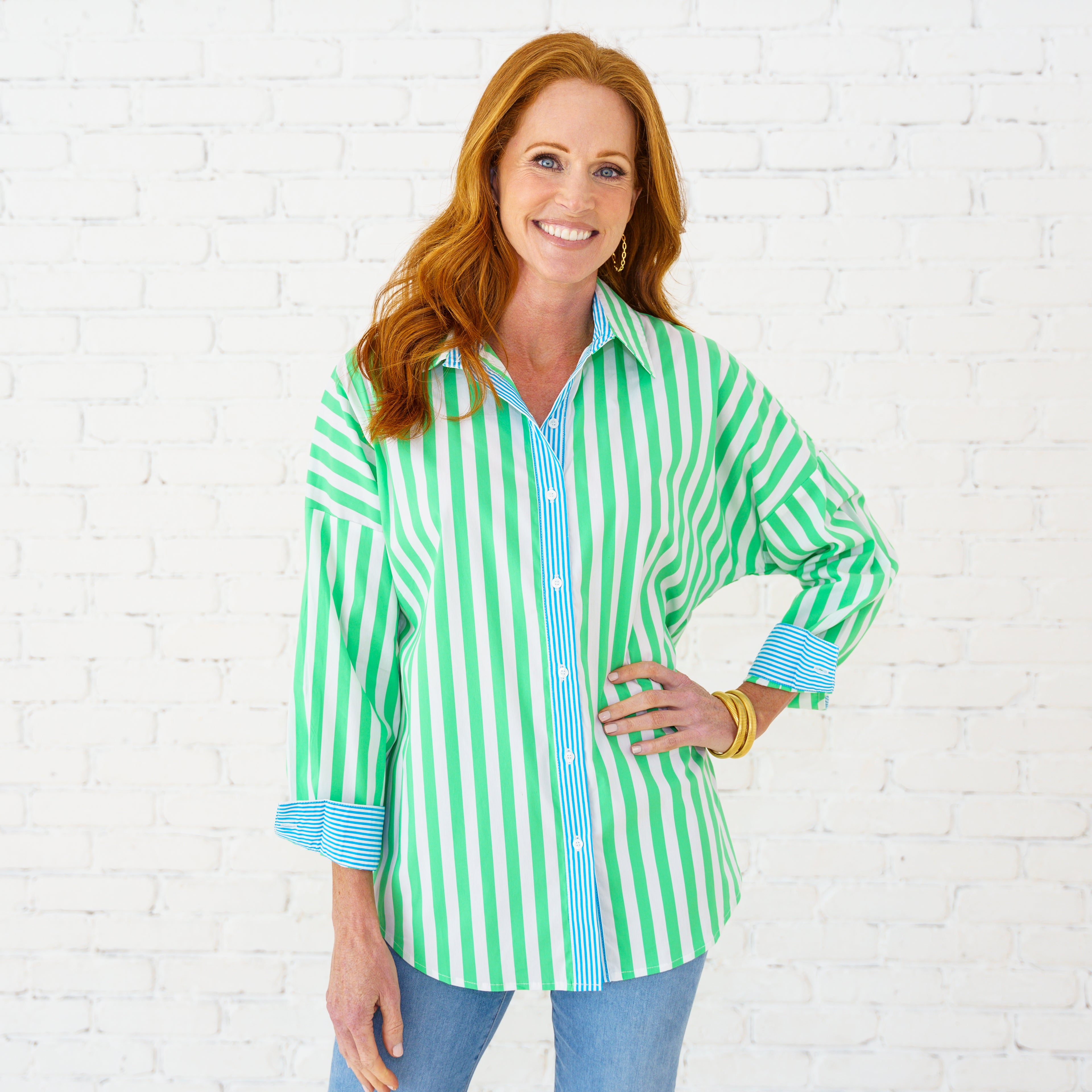Caryn Lawn Katherine Top Green/Aqua