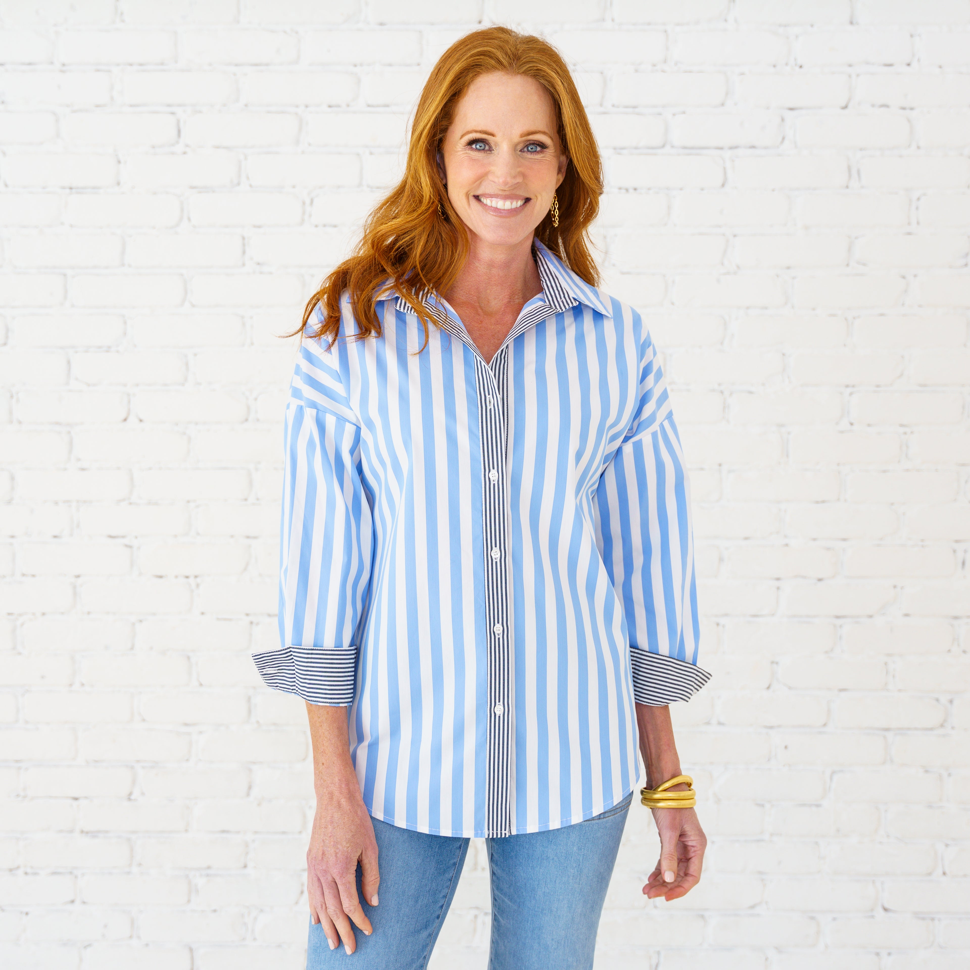 Caryn Lawn Katherine Top Blue/Black