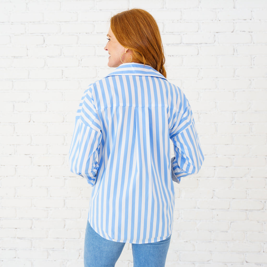 Caryn Lawn Katherine Top Blue/Black