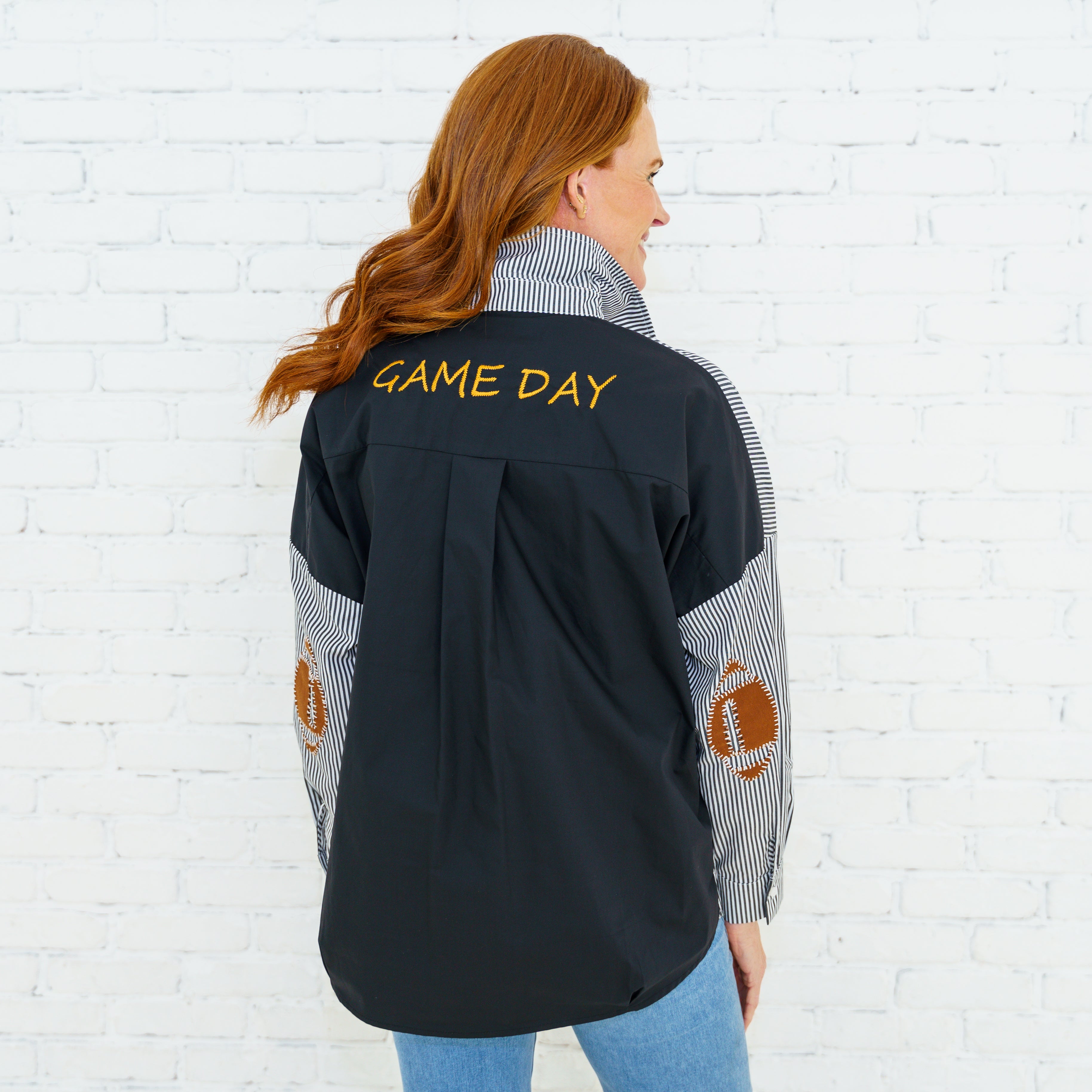 Preppy Football Shirt Black/Gold