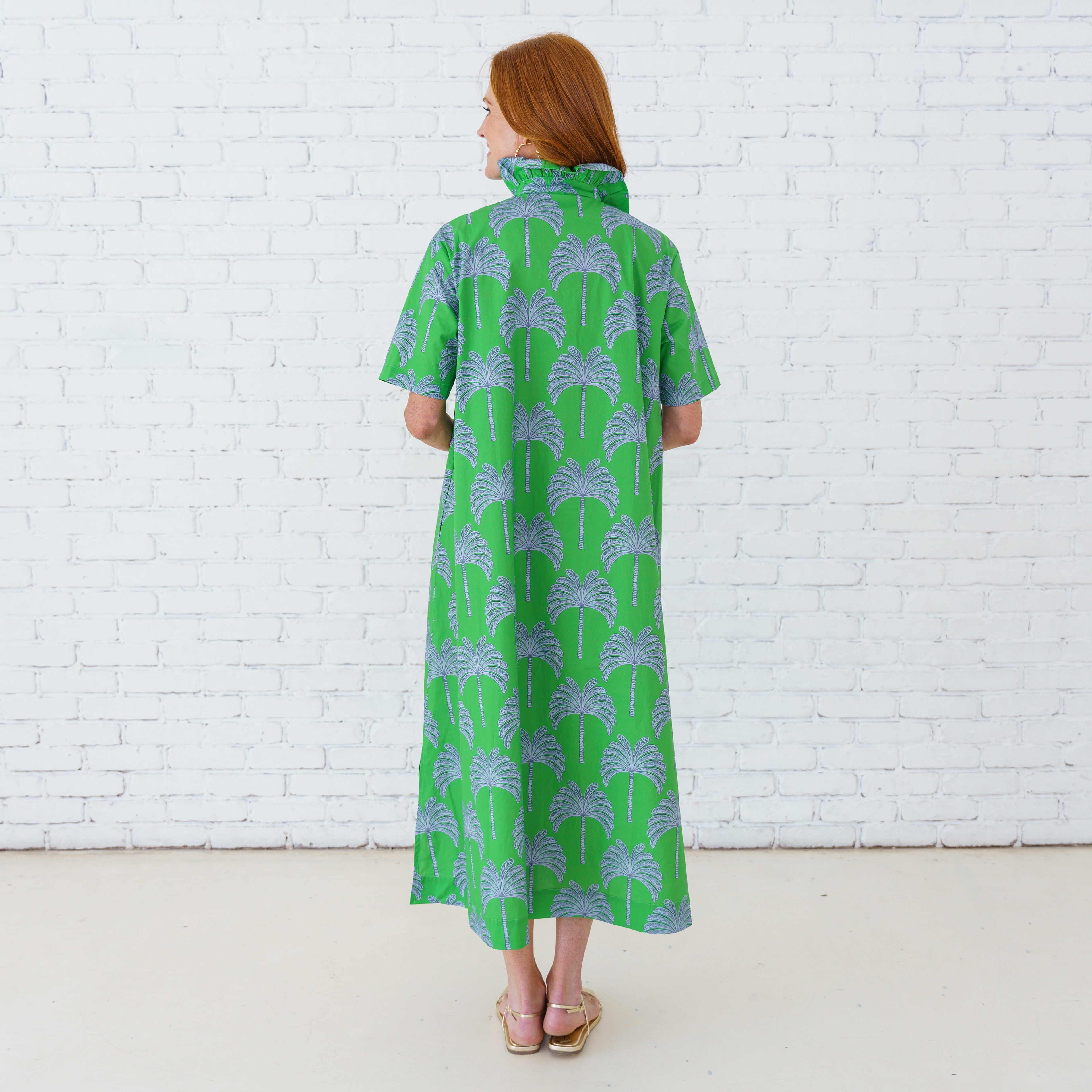 Caryn Lawn Georgia Palm Dress Green