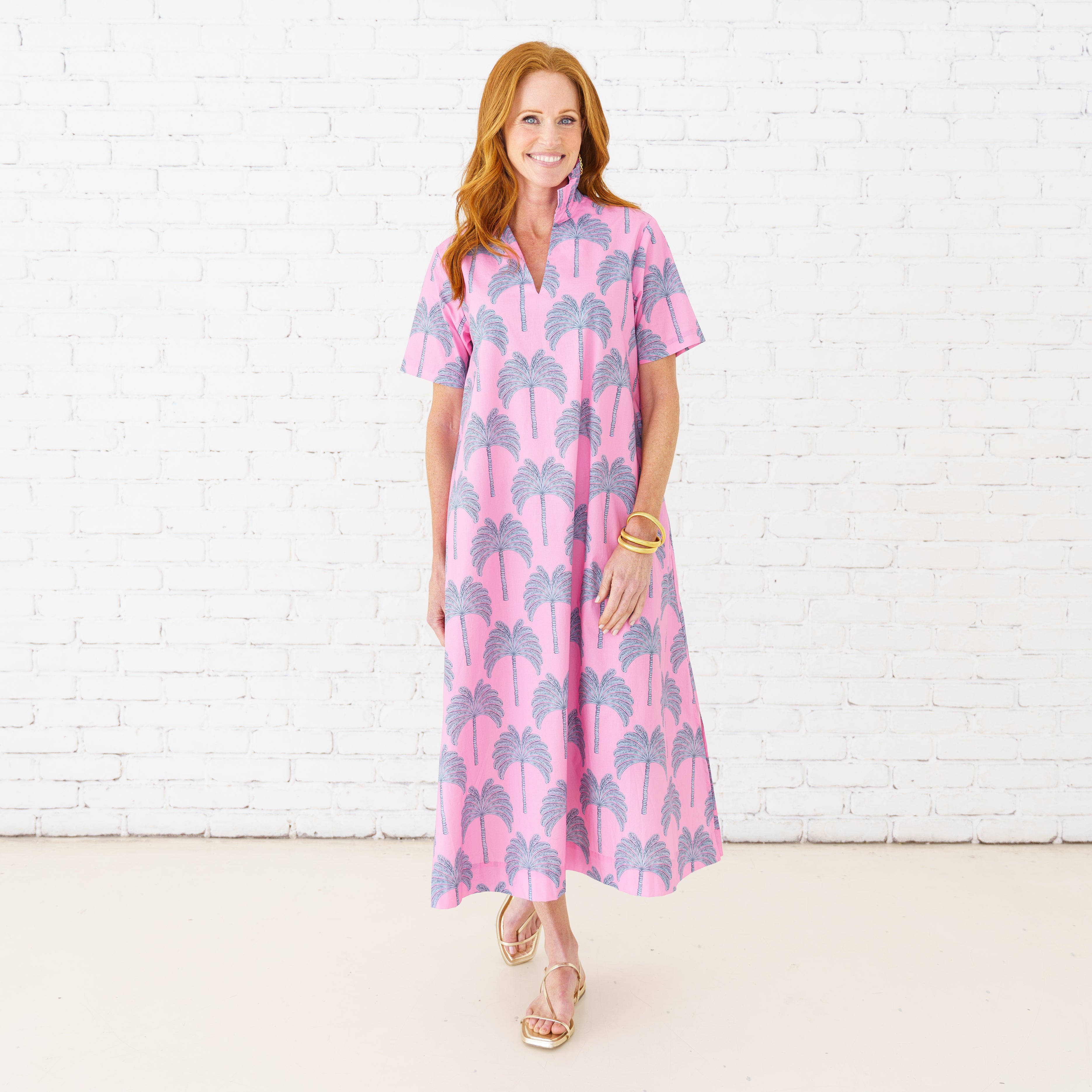 Caryn Lawn Georgia Palm Dress Pink