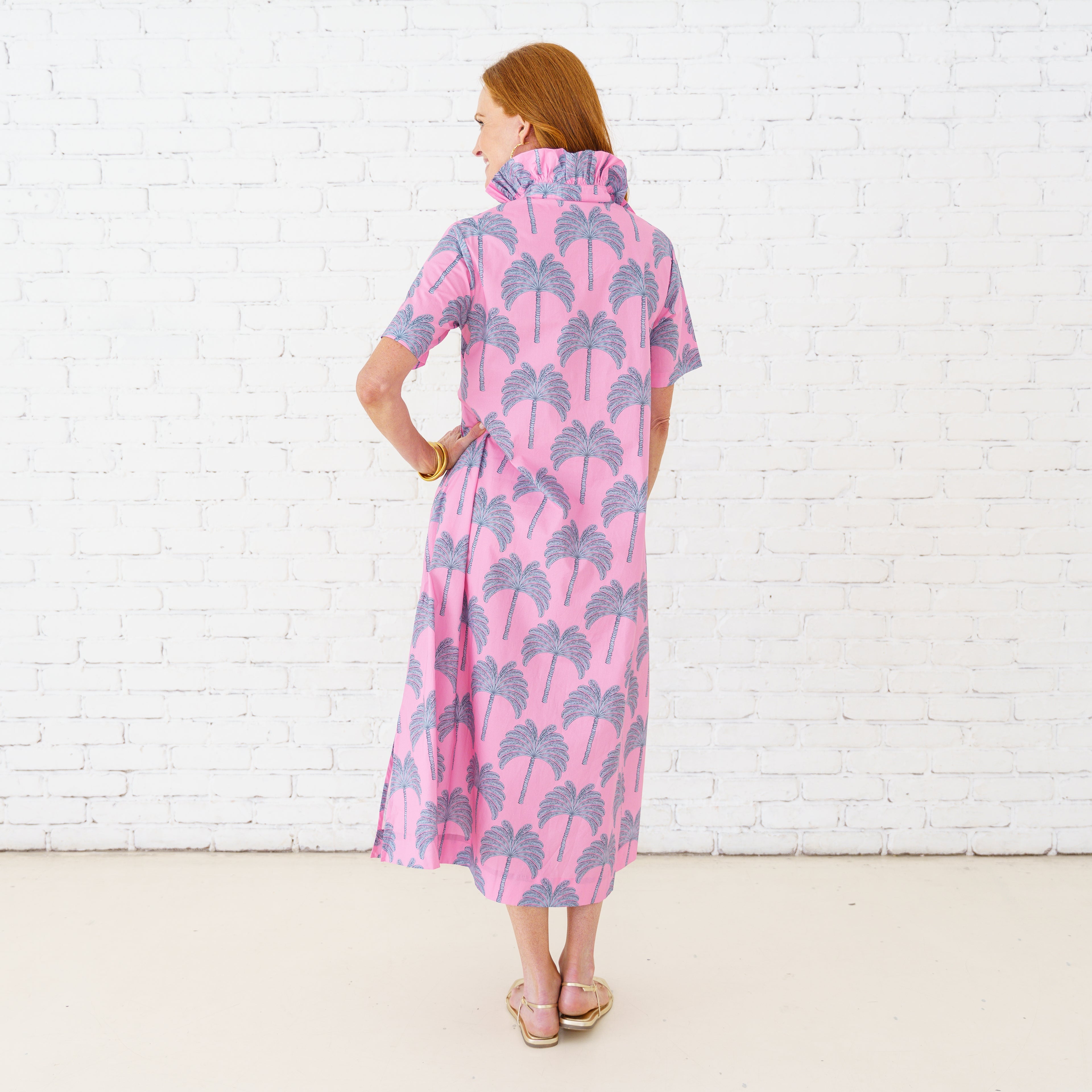 Caryn Lawn Georgia Palm Dress Pink