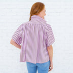 Ellie Top Pink/Khaki Stripe