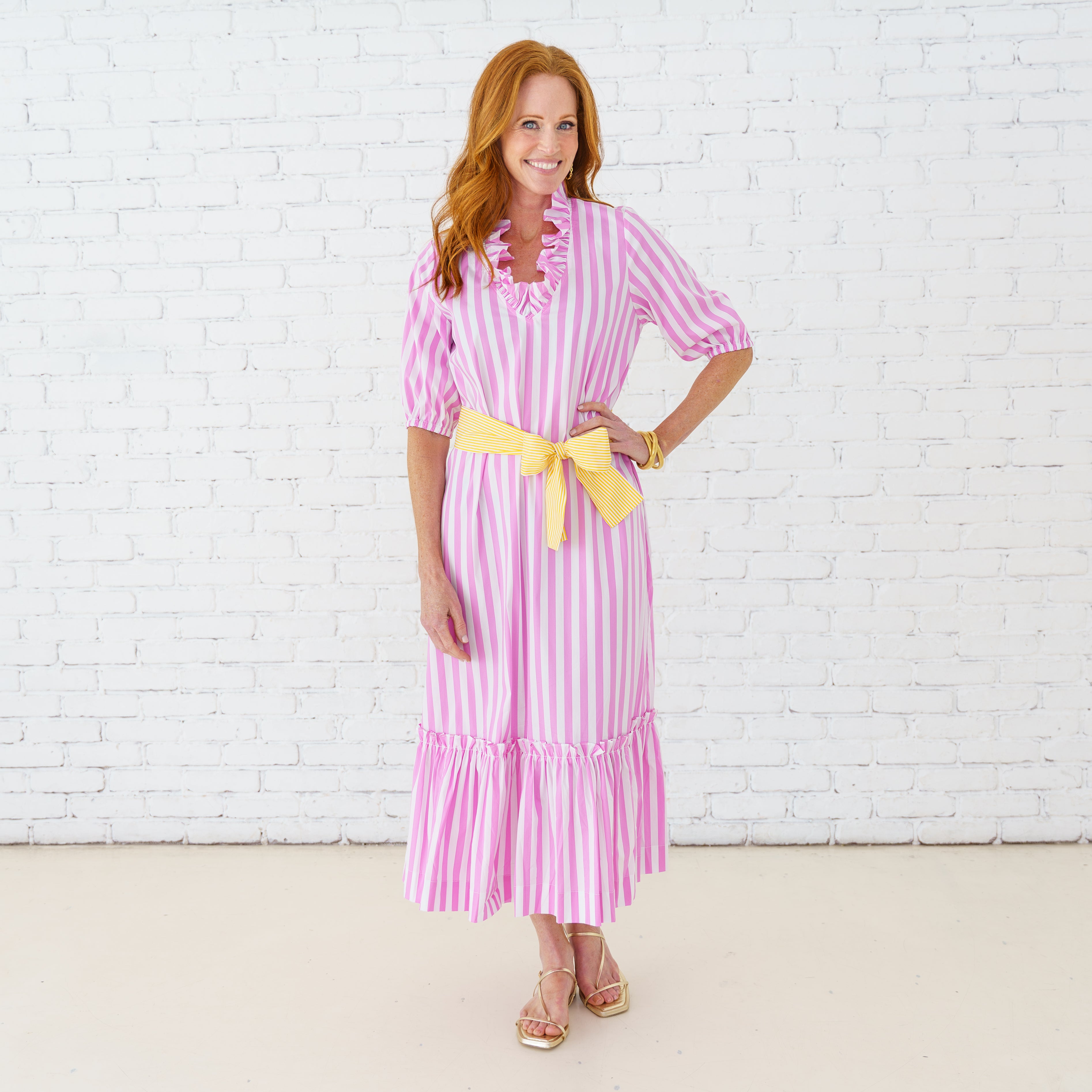 Caryn Lawn Kit Dress Pink/Yellow