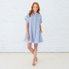 Caryn Lawn Margo Seersucker Dress Navy