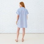 Caryn Lawn Margo Seersucker Dress Navy