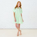 Caryn Lawn Margo Seersucker Dress Green