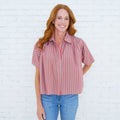 Ellie Top Khaki/Orange Stripe