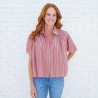 Ellie Top Khaki/Orange Stripe