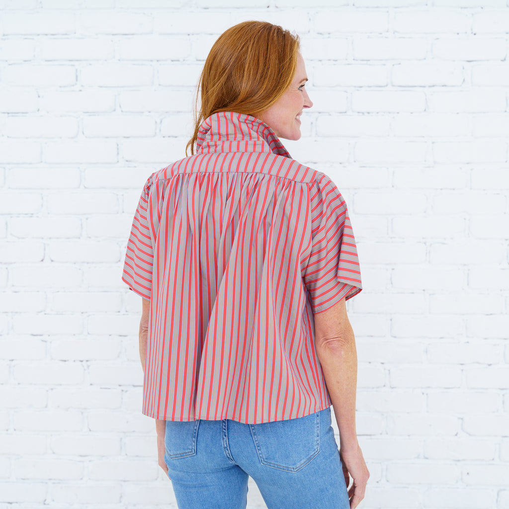 Ellie Top Khaki/Orange Stripe