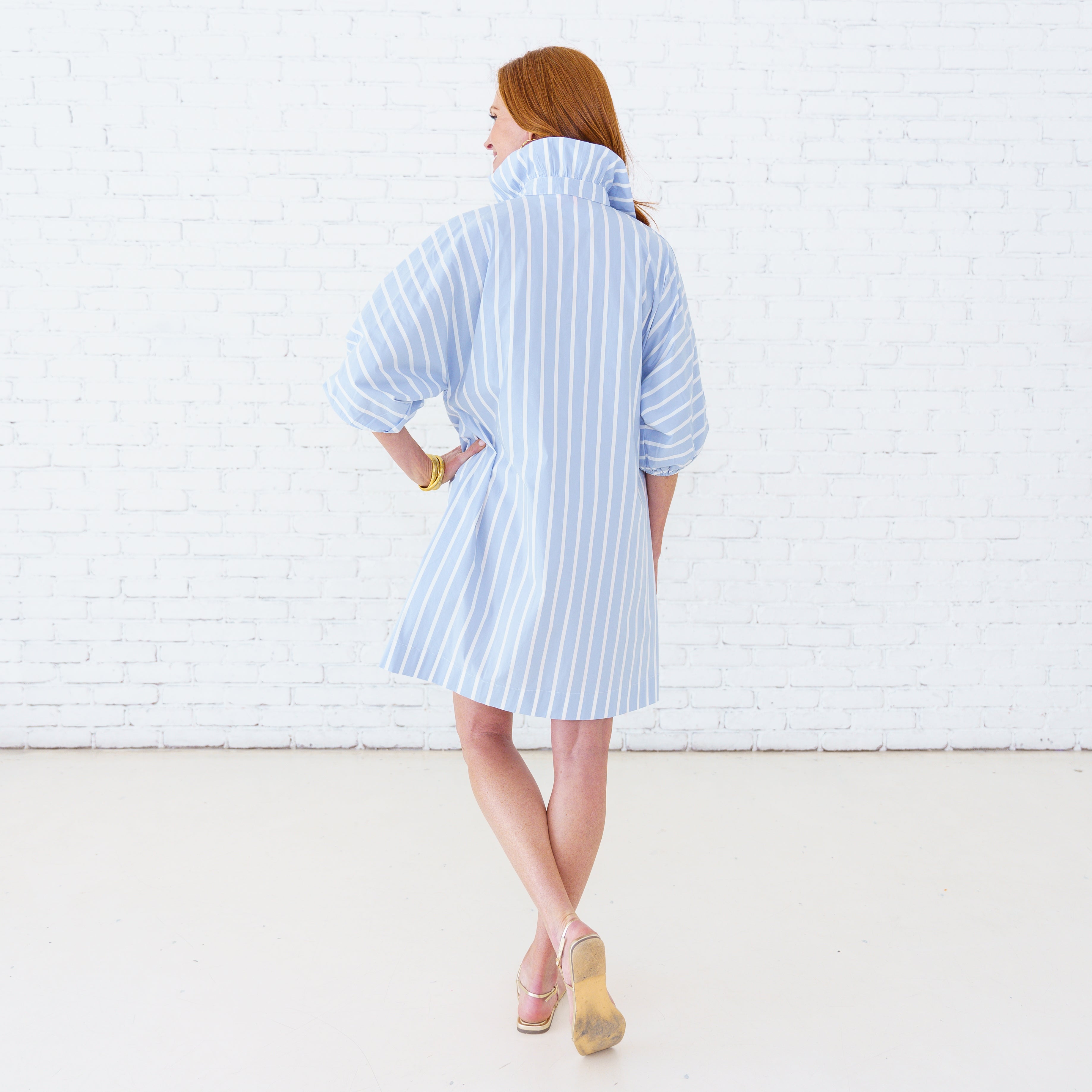 Caryn Lawn Sloane Dress Light Blue Stripe