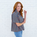 Ellie Top Brown/Teal Stripe